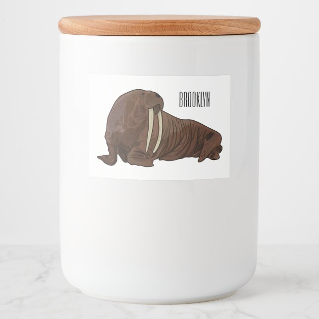 Rótulo Para Comida Ilustração de desenho animado de Walrus (Frente)