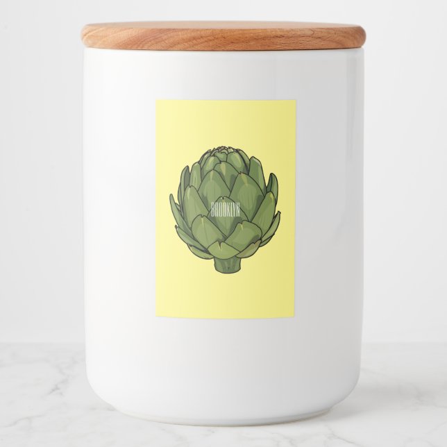 Rótulo Para Comida Ilustração de desenho animado do Artichoke (Frente)