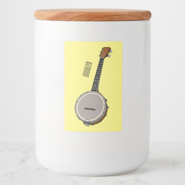 Rótulo Para Comida Ilustração de desenho animado do Banjo (Frente)