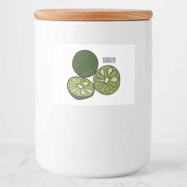 Rótulo Para Comida Ilustração de desenho animado do limão Kaffir (Frente)