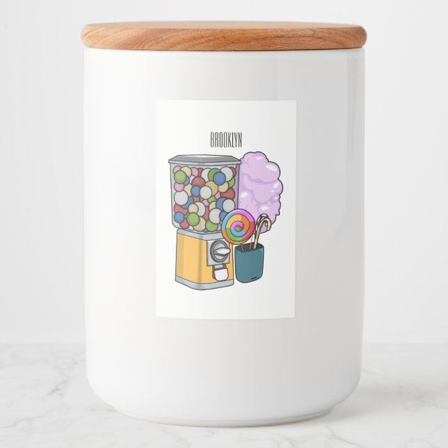 Rótulo Para Comida Ilustração de desenho animado doce (Frente)