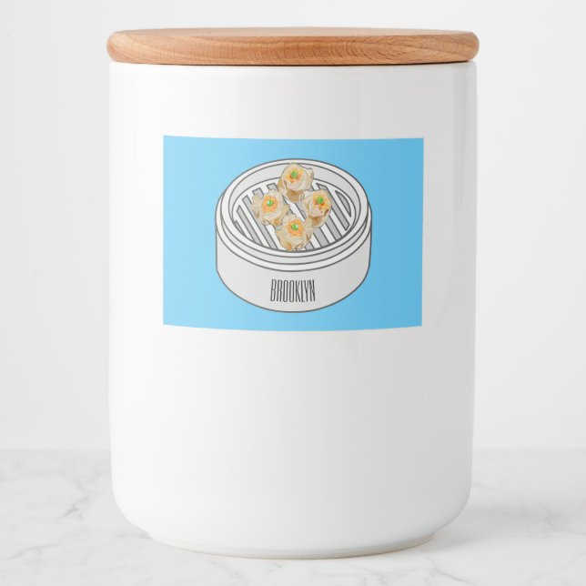 Rótulo Para Comida Ilustração de desenho animado Shumai dim sum (Frente)