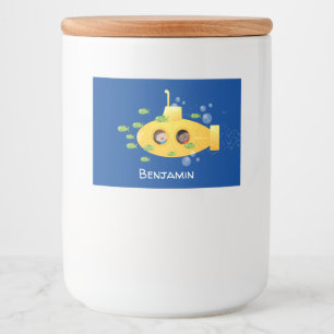 Rótulo Para Comida Ilustração de desenho animado submarino amarelo