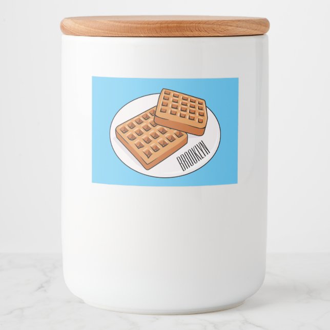 Rótulo Para Comida Ilustração de desenho animado Waffle (Frente)
