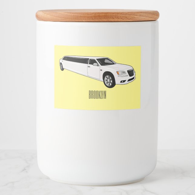 Rótulo Para Comida Ilustração de desenho da limusine (Frente)