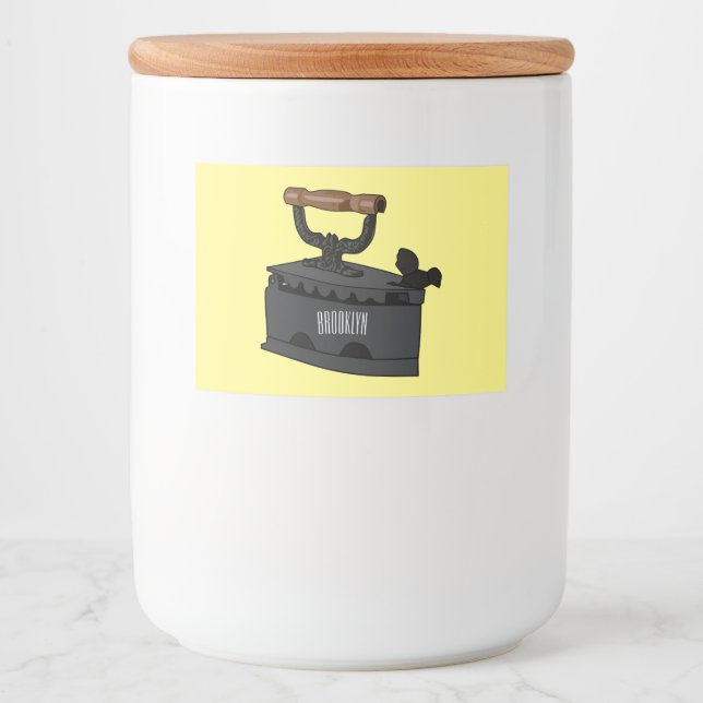 Rótulo Para Comida Ilustração de desenho de ferro do carvão (Frente)