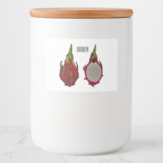 Rótulo Para Comida Ilustração de desenho de fruta do dragão (Frente)