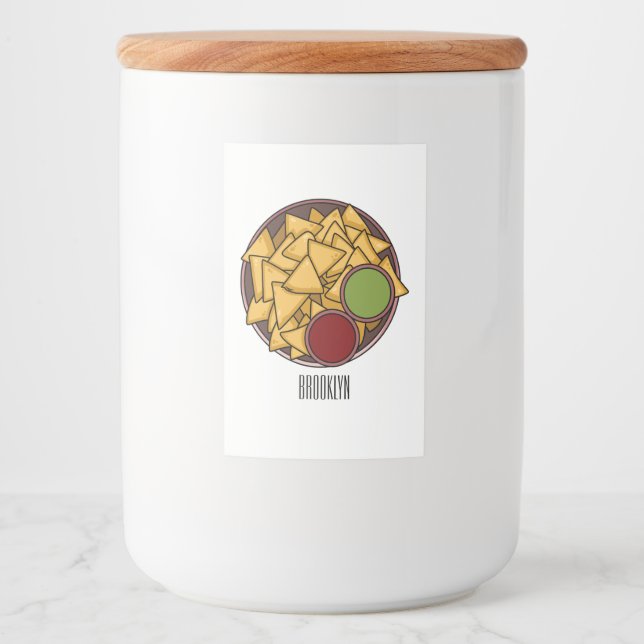 Rótulo Para Comida Ilustração de desenho de Nachos (Frente)