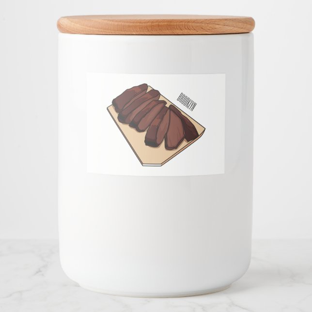 Rótulo Para Comida Ilustração de desenho do peito de carne (Frente)