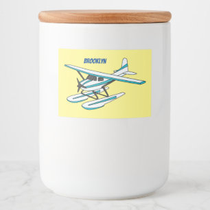Rótulo Para Comida Ilustração de hidroavião azul branco