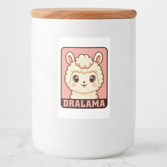 Rótulo Para Comida Ilustração de lhama fofa design (Frente)