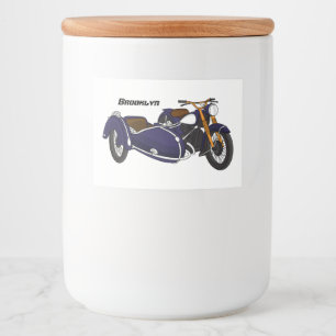 Rótulo Para Comida Ilustração de motocicleta roxa Sidecar