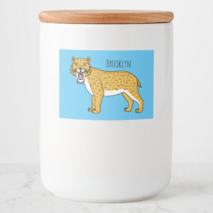 Rótulo Para Comida Ilustração de tigre com dentes de Saber