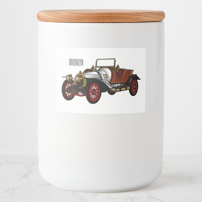 Rótulo Para Comida Ilustração do desenho animado Classic car 1920 (Frente)