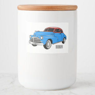Rótulo Para Comida Ilustração do desenho animado Classic car 1948