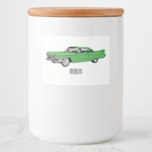 Rótulo Para Comida Ilustração do desenho animado Classic car 1959