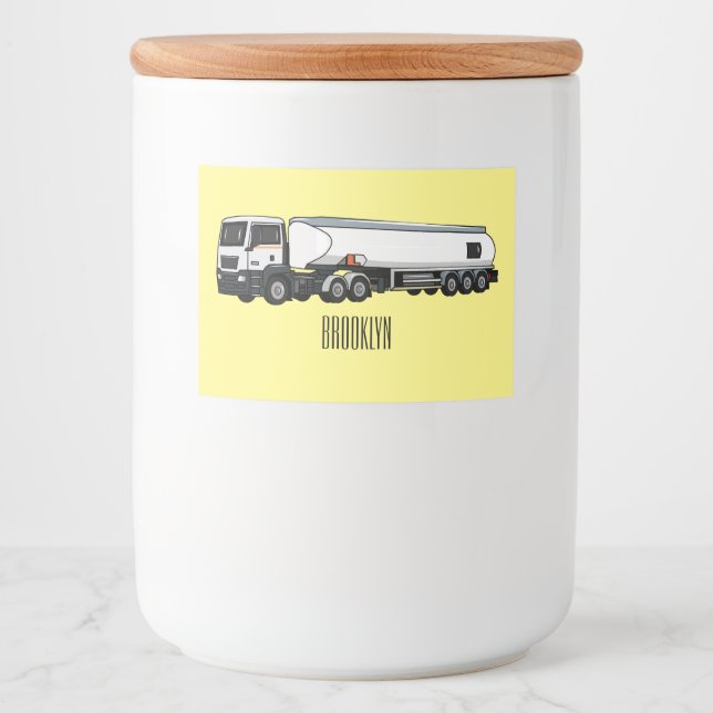 Rótulo Para Comida Ilustração do desenho animado do transporte de cam (Frente)