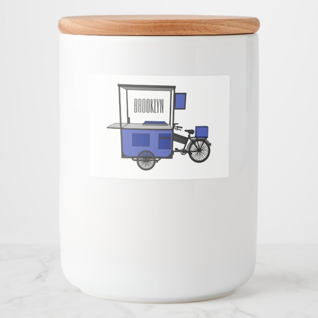 Rótulo Para Comida ilustração do desenho do carrinho de comida (Frente)