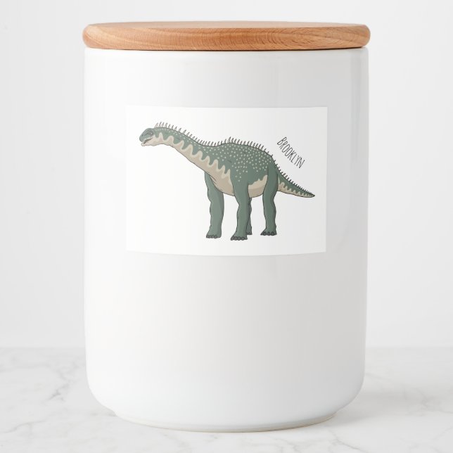 Rótulo Para Comida ilustração em desenho animado de Barapasaurus (Frente)