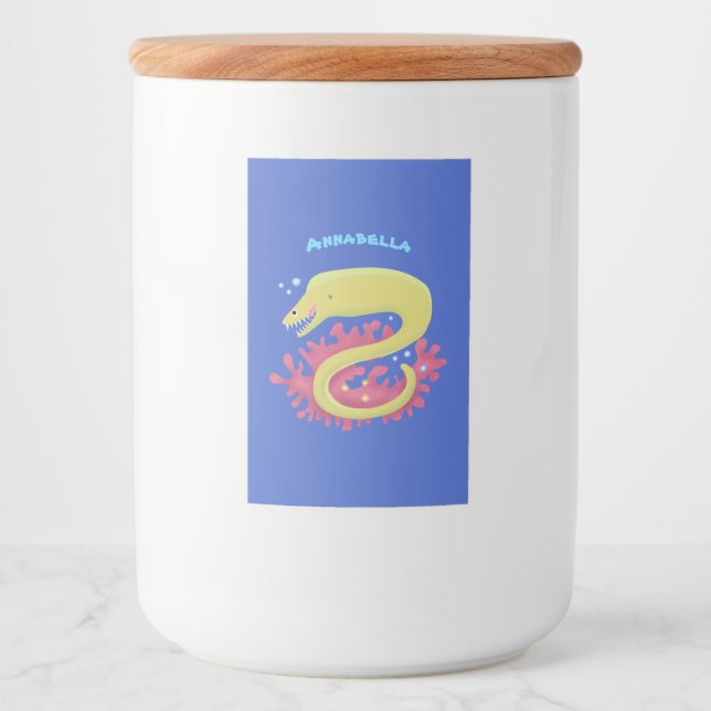 Rótulo Para Comida Ilustração engraçada de desenho animado de enguia  (Frente)