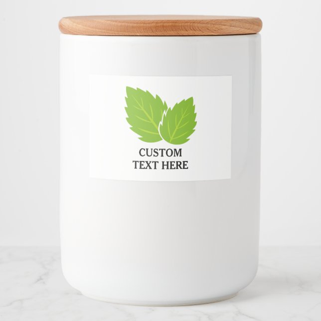 Rótulo Para Comida Ilustração personalizada de erva de folhas de hort (Frente)