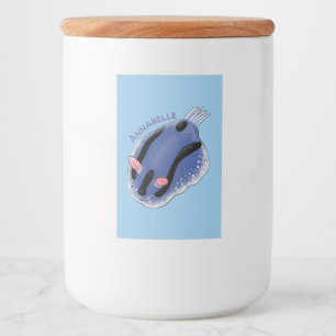 Rótulo Para Comida Imagem de desenho animado azul-nudibranch bonito