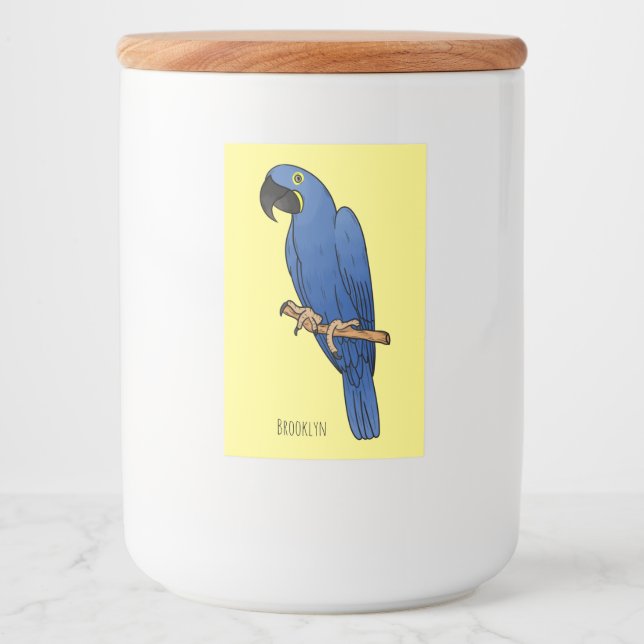 Rótulo Para Comida Imagem de desenho animado de ave de arara-arara Hy (Frente)