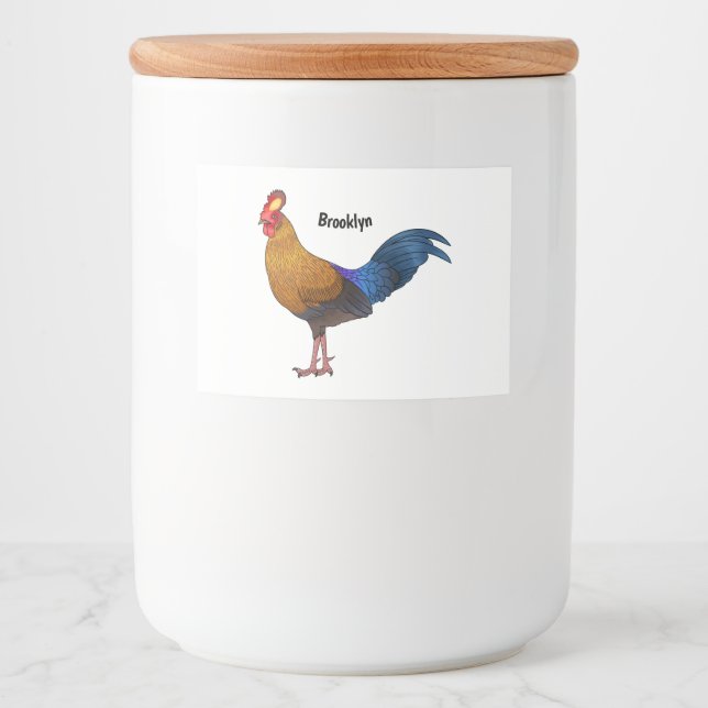 Rótulo Para Comida Imagem de desenho animado de aves de junglefowl no (Frente)