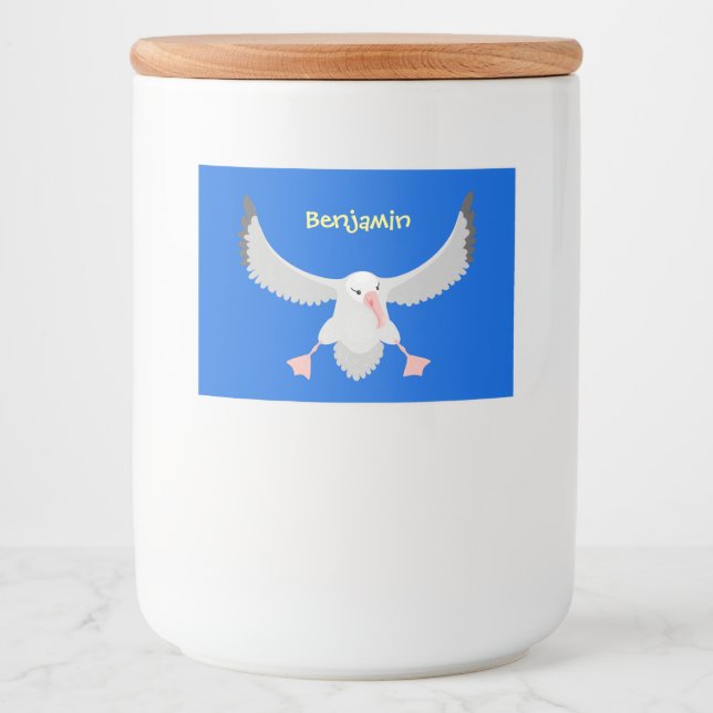 Rótulo Para Comida Imagem de desenho animado de aves voadoras de alba (Frente)