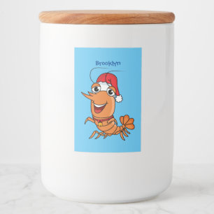 Rótulo Para Comida Imagem de desenho animado de camarão de Natal fel