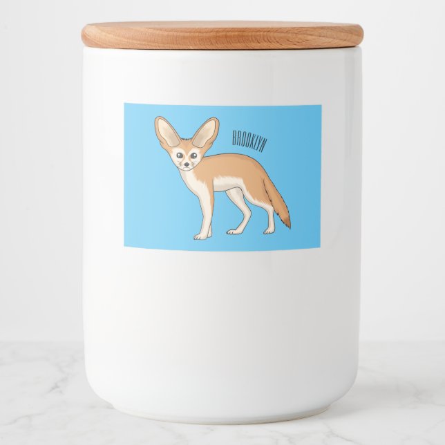 Rótulo Para Comida Imagem de desenho animado de fennec fox (Frente)