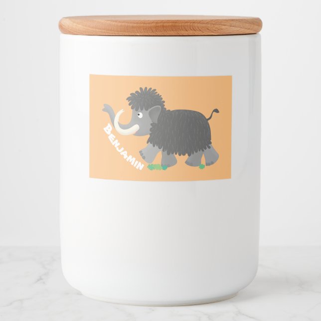Rótulo Para Comida Imagem de desenho animado de mamute boazona (Frente)
