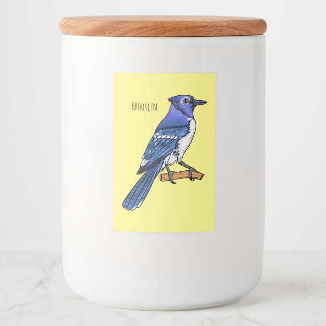 Rótulo Para Comida Imagem de desenho animado de pássaro azul (Frente)