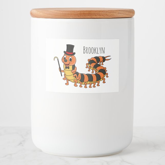 Rótulo Para Comida Imagem de desenho animado em centopeia (Frente)