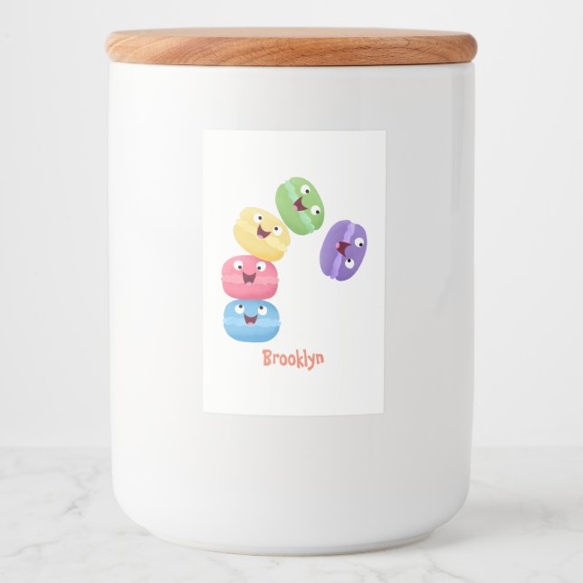 Rótulo Para Comida Imagem de desenhos animados de macarões engraçados (Frente)