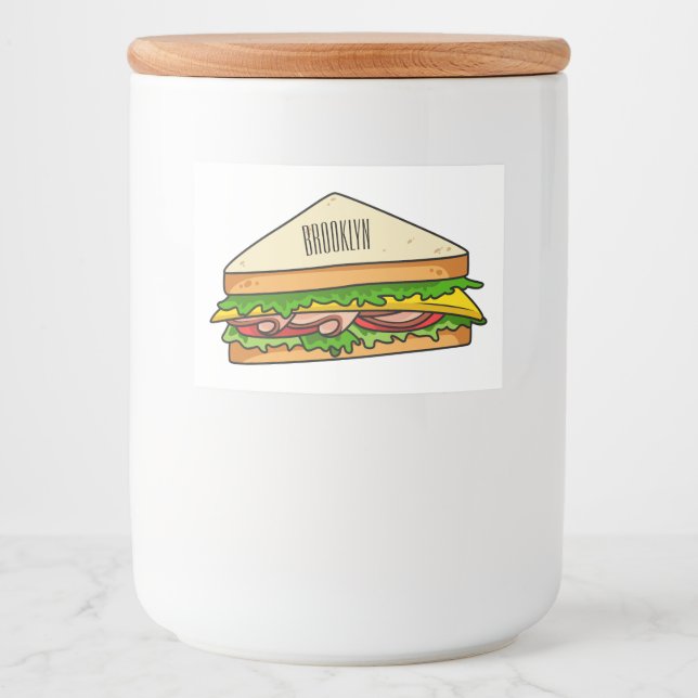 Rótulo Para Comida Imagem de desenhos em Sandwich (Frente)