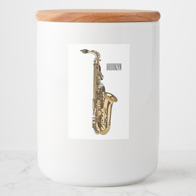 Rótulo Para Comida Imagem de desenhos saxofônicos (Frente)