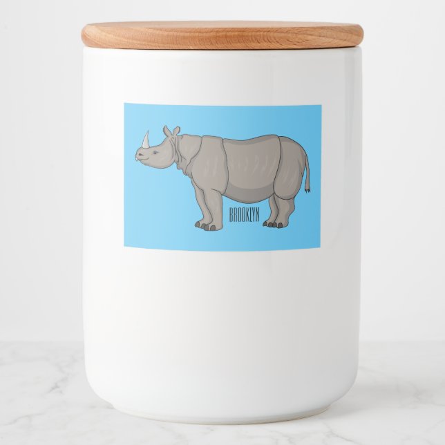Rótulo Para Comida Imagem do desenho animado de Javan rhinoceros (Frente)