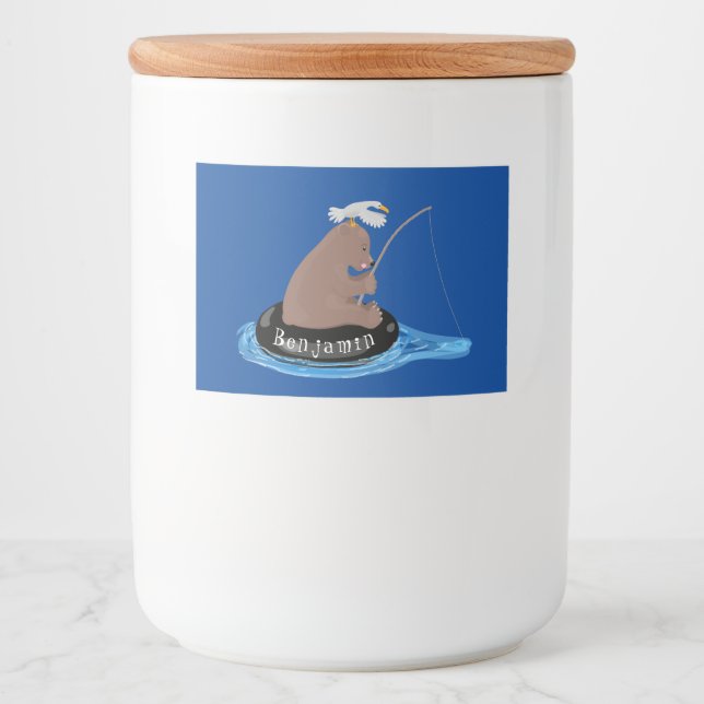 Rótulo Para Comida Imagem do desenho animado de pesca de filhotes de  (Frente)