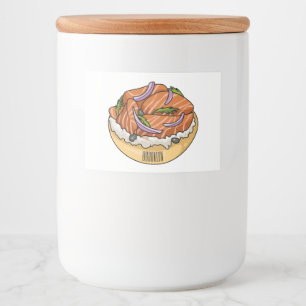 Rótulo Para Comida Imagem do desenho animado do bagel de salmão