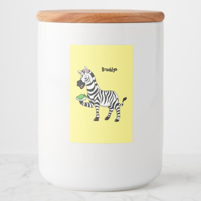 Rótulo Para Comida Imagem engraçada de desenho animado zebra (Frente)