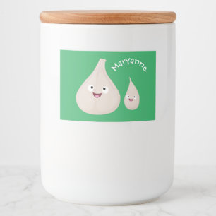 Rótulo Para Comida Imagem vegetal de desenho animado de alho giro