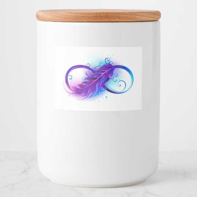 Rótulo Para Comida Infinidade com pena roxa (Frente)