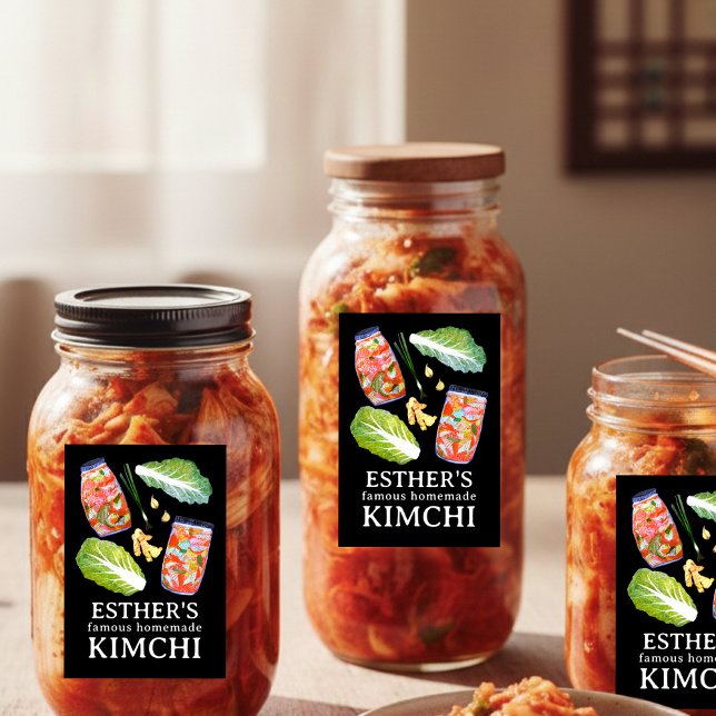 Rótulo Para Comida Ingredientes de Kimchi Aquarela PERSONALIZADO Case (Kimchi Ingredients Watercolor HOMEMADE Custom Food Label
)