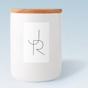 Rótulo Para Comida Iniciais Sobrepostos Preto em branco