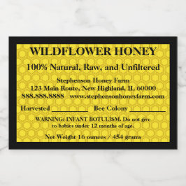 Rótulo Para Comida Jar de mel descritivo (Versão 2)