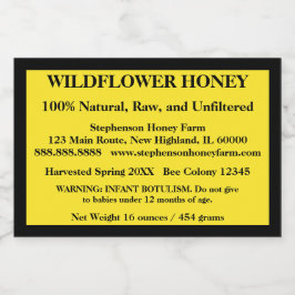 Rótulo Para Comida Jar de mel descritivo (Versão 5)