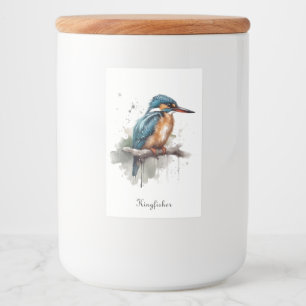 Rótulo Para Comida Kingfisher sentado num galho com aquarela