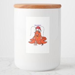 Rótulo Para Comida Lagosta feliz e bonita vestindo o desenho animado 