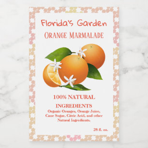 Rótulo Para Comida Laranjas Frutas Citrinos Vazamento Floral